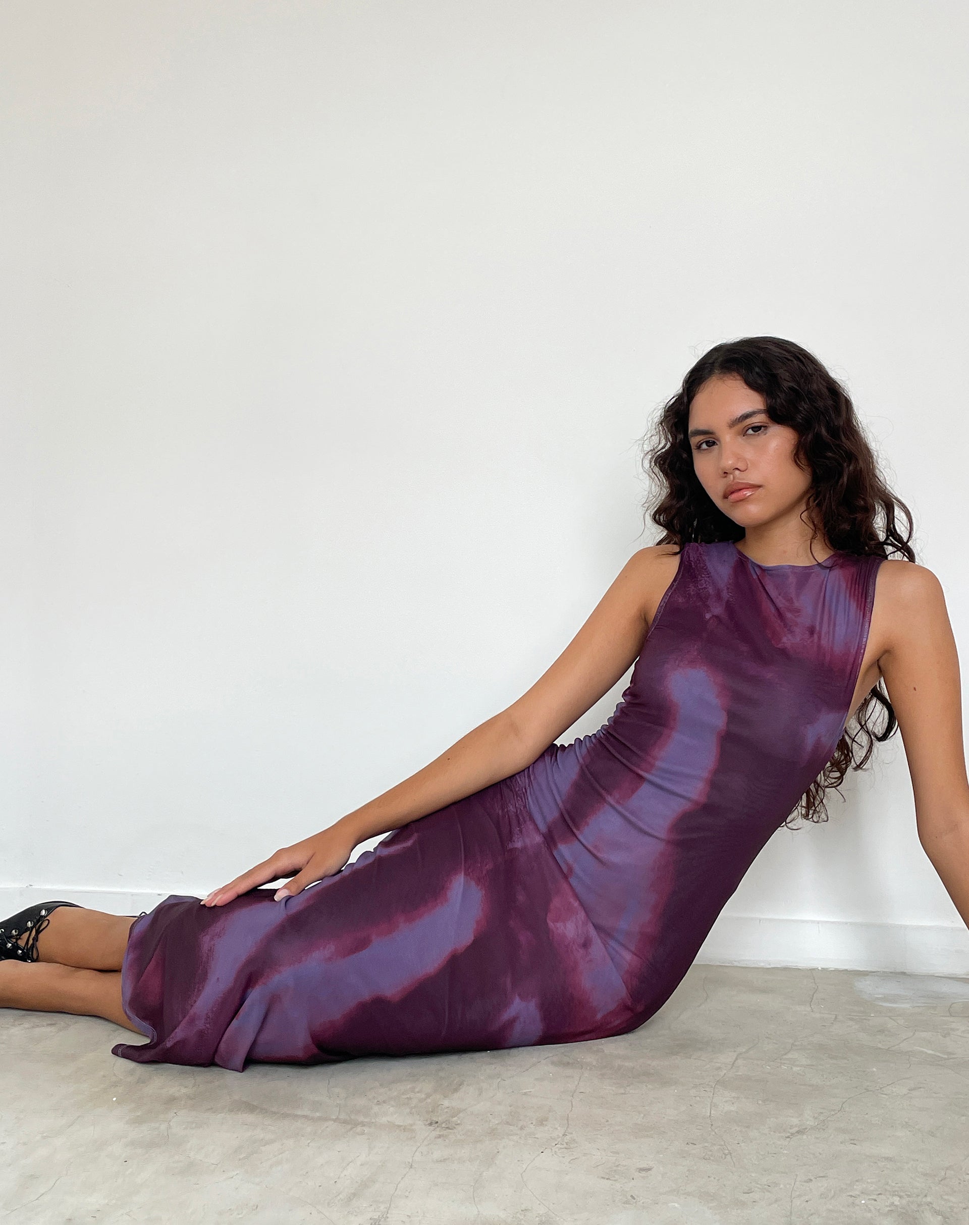 Imagen de Fayola Maxi Vestido Estampado en Vino Acuarela