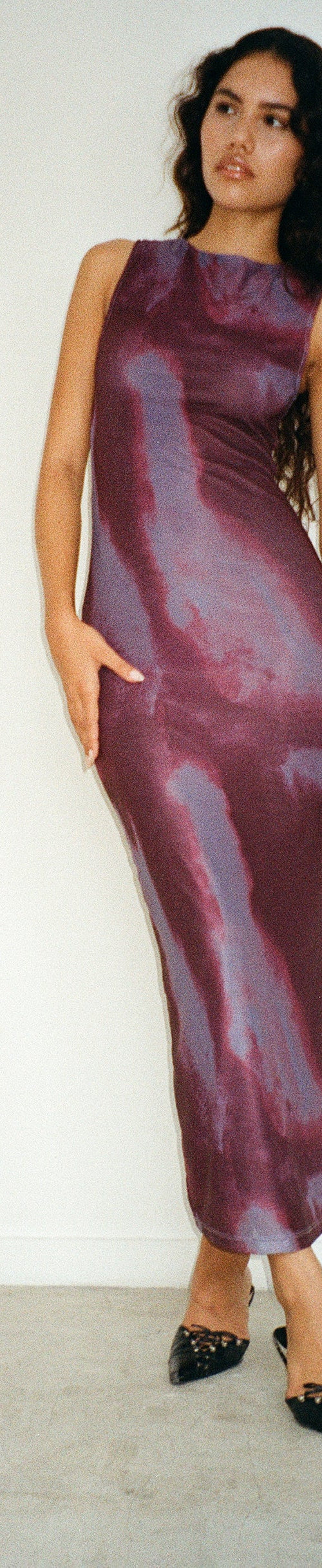 Imagen de Fayola Maxi Vestido Estampado en Vino Acuarela