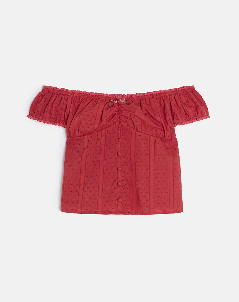 Imagen de Fayra Bardot Corset Top en Dobby Rojo