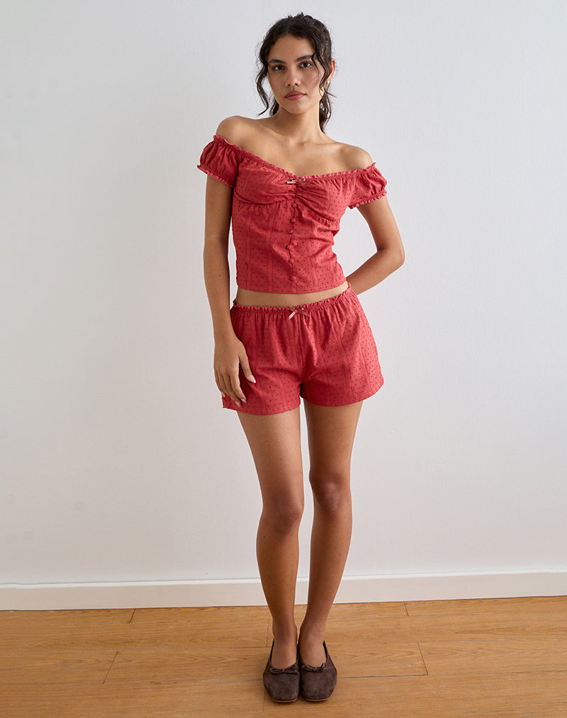 Imagen de Sumi Shorts en Algodón Dobby Rojo