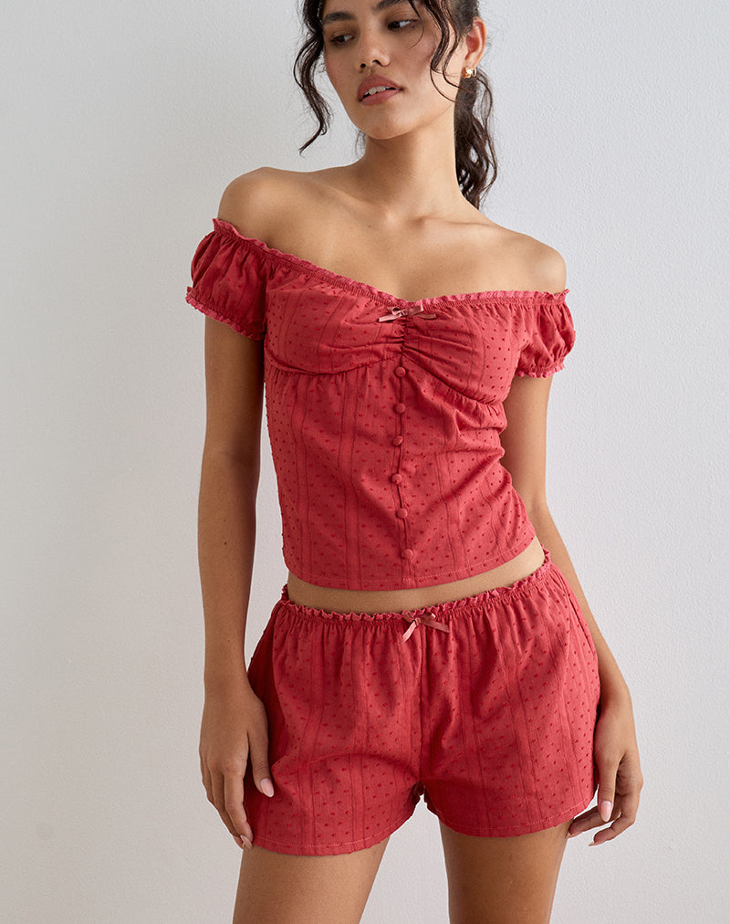 Imagen de Sumi Shorts en Algodón Dobby Rojo