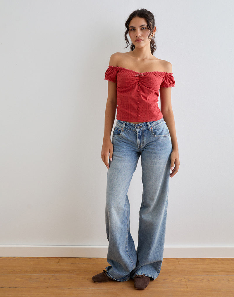 Imagen de Fayra Bardot Corset Top en Dobby Rojo