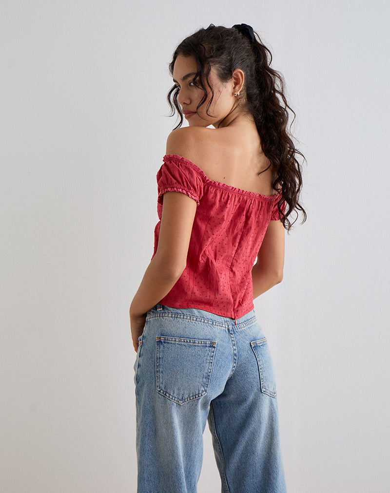 Imagen de Fayra Bardot Corset Top en Dobby Rojo