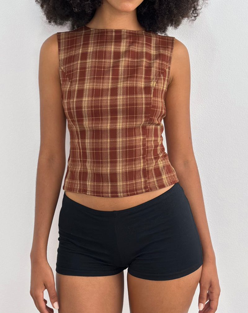Imagen de Felia Tie Back Top in Red Check