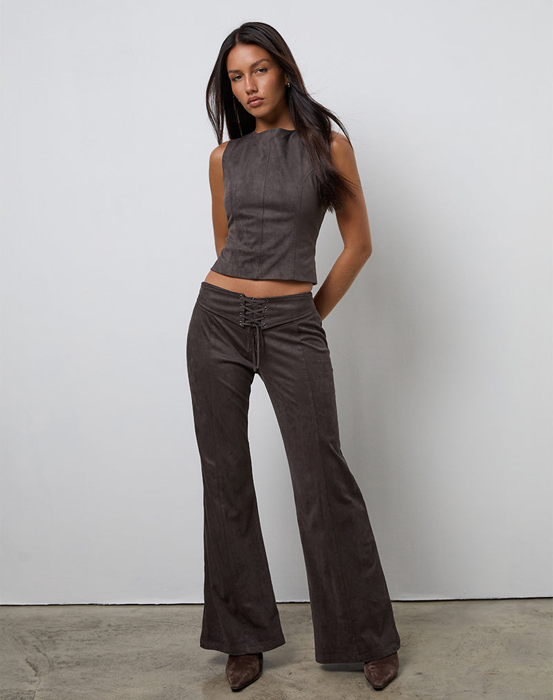 Pantalón Vallen de antelina oscura Castaño