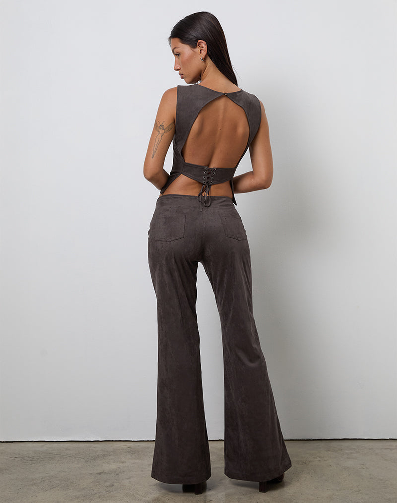 Imagen del pantalón Vallen de antelina oscura Castaño