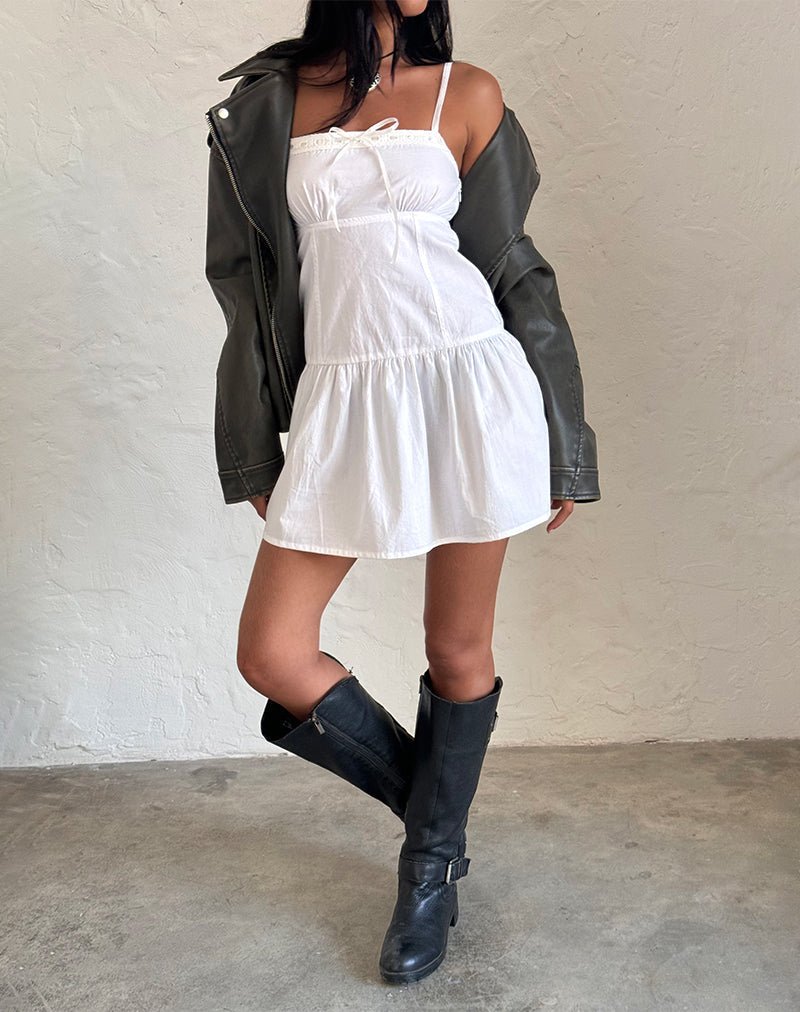 Imagen de Felin Minivestido de popelina blanca