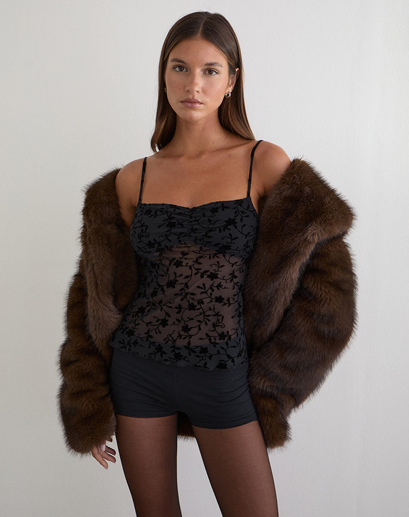 Imagen del top Fierza Cami en Pretty Petal Flock Black