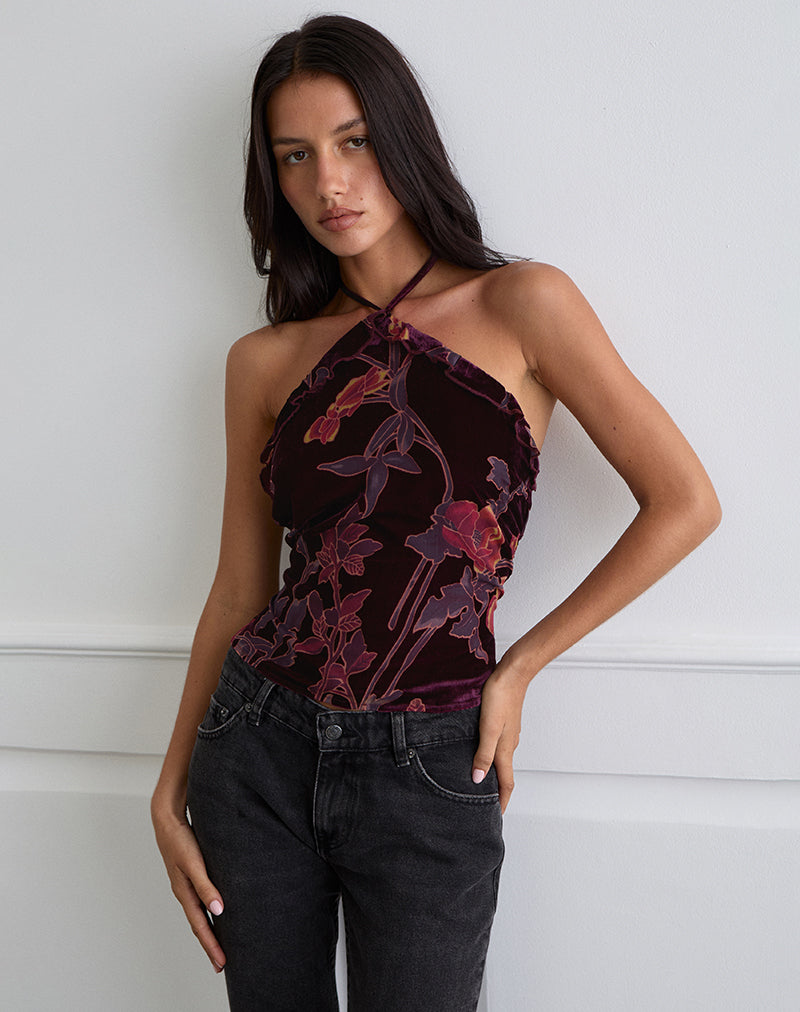 Imagen de Fiorella Top en Floral Devore Borgoña