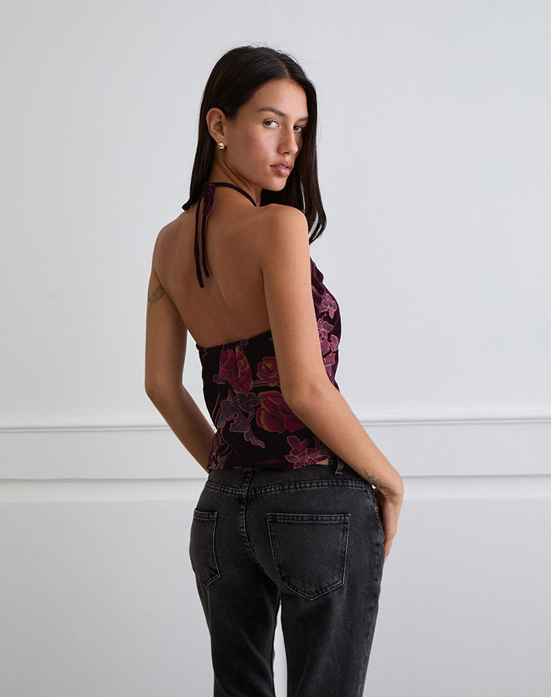 Imagen de Fiorella Top en Floral Devore Borgoña