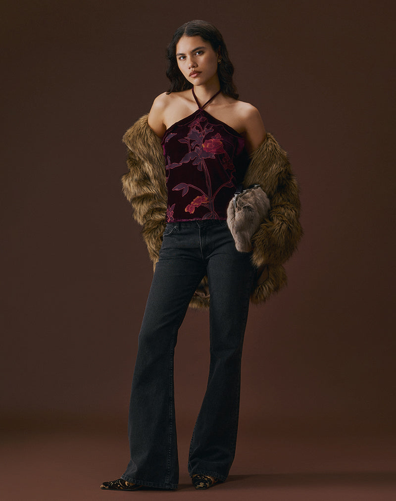 Imagen de Fiorella Top en Floral Devore Borgoña