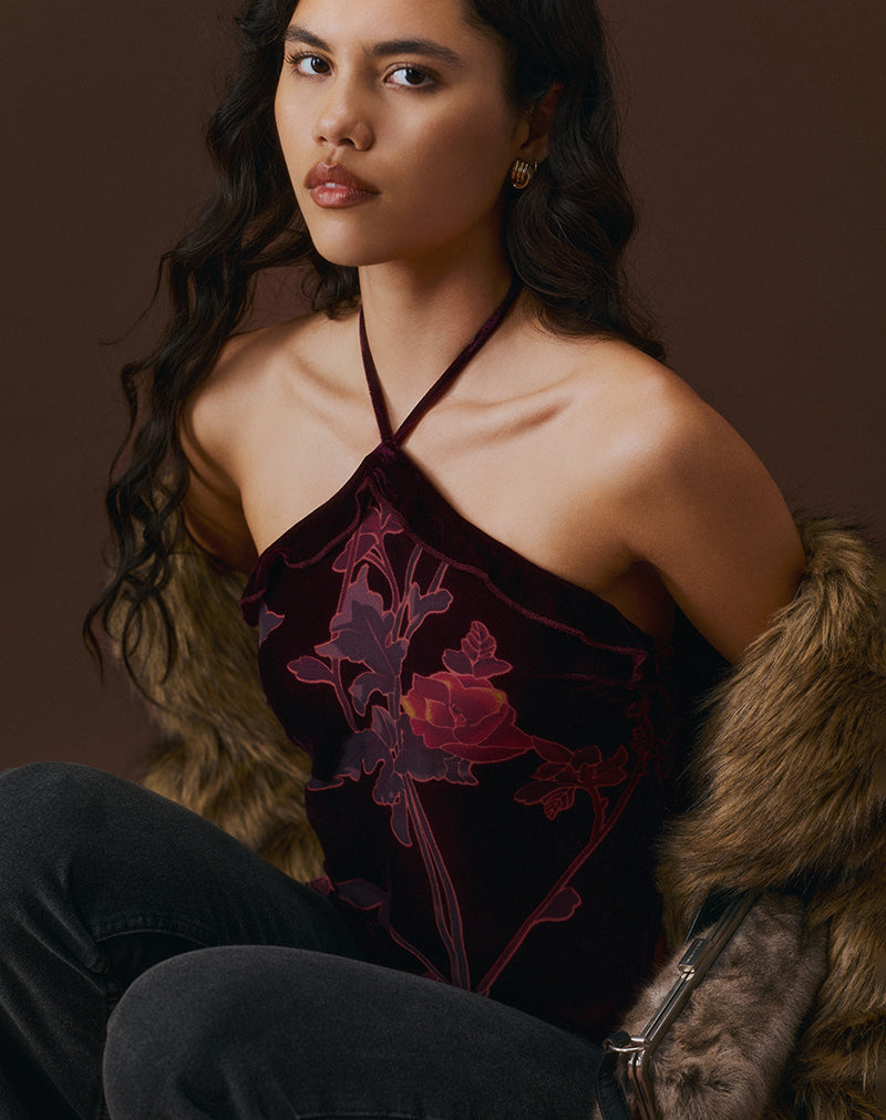 Imagen de Fiorella Top en Floral Devore Borgoña