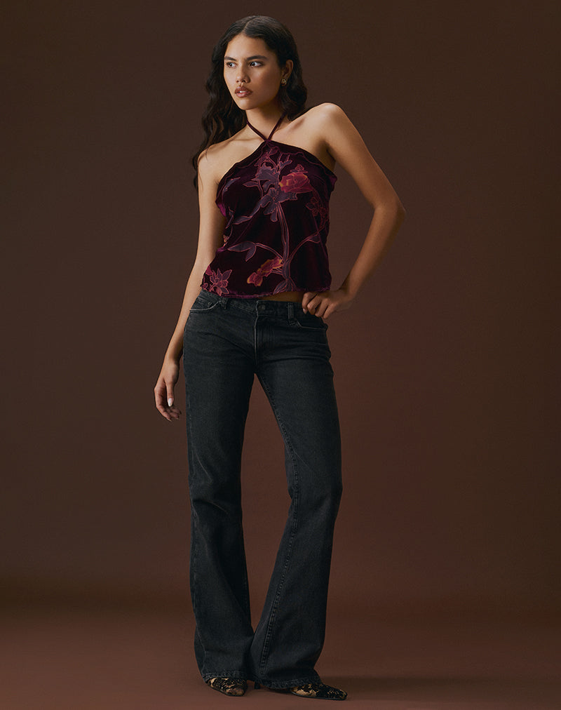 Imagen de Fiorella Top en Floral Devore Borgoña