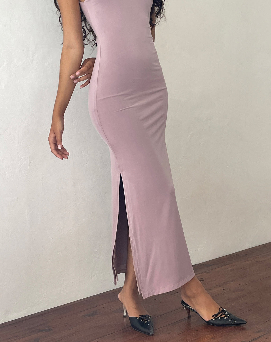 Maxivestido Flo en malva claro vaporoso