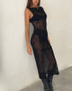 Imagen de Florian Vestido midi sin forro en flocado de flores abstractas negro