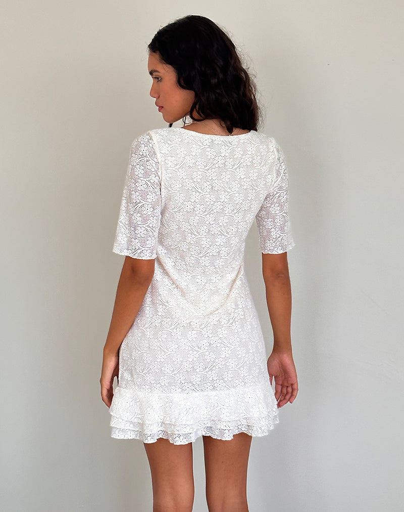 Imagen del minivestido Fredrika de encaje marfil