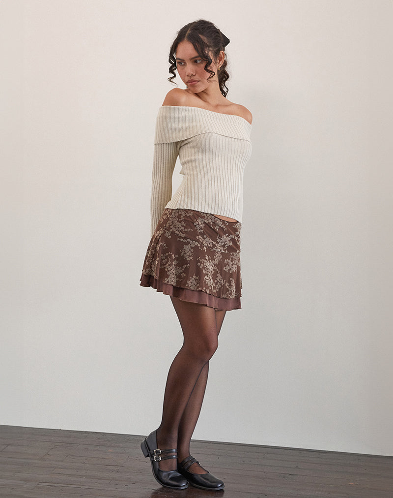 Imagen de la minifalda Friska en Floral Blooming Vines Marrón