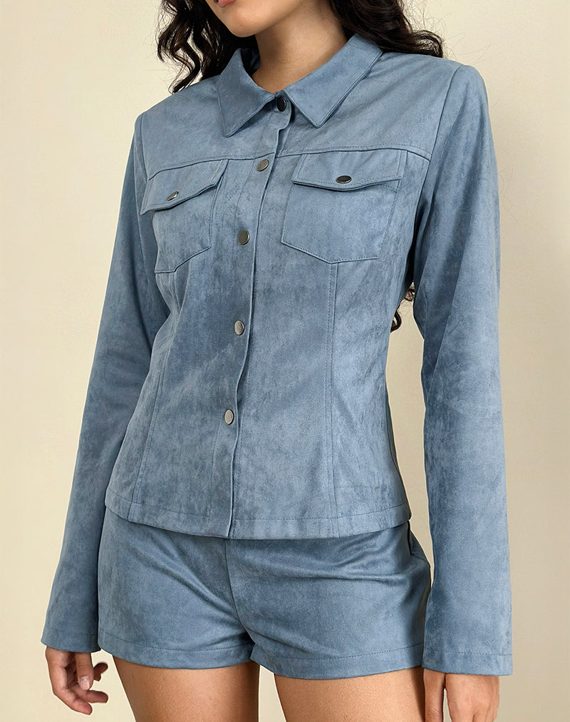 Chaqueta Fyodora de ante azul empolvado