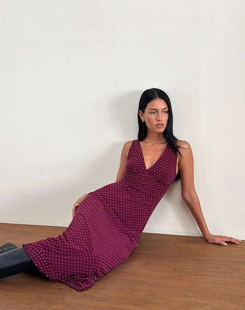 Vestido Gabriella en Basic Polka Flock Berry