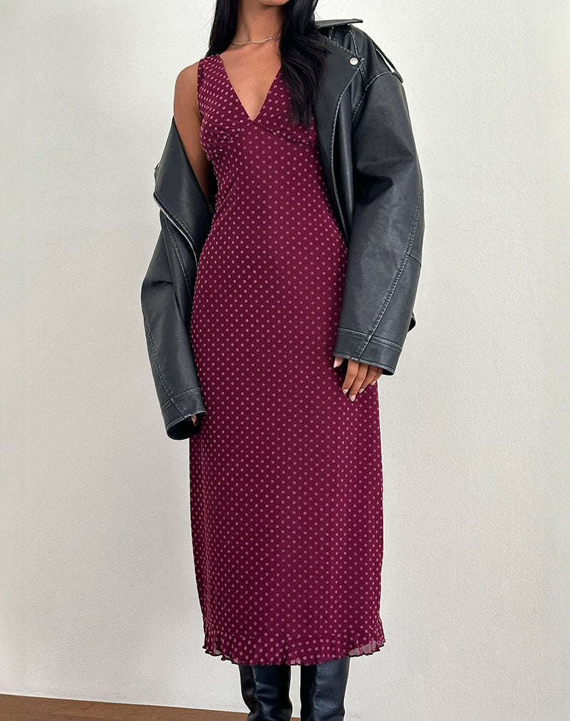 Vestido Gabriella en Basic Polka Flock Berry