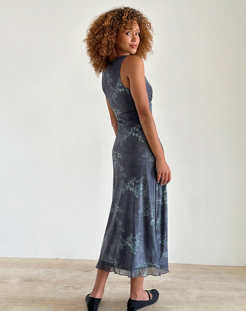 imagen de Gabriela Midi Dress in Faded Botanical Green