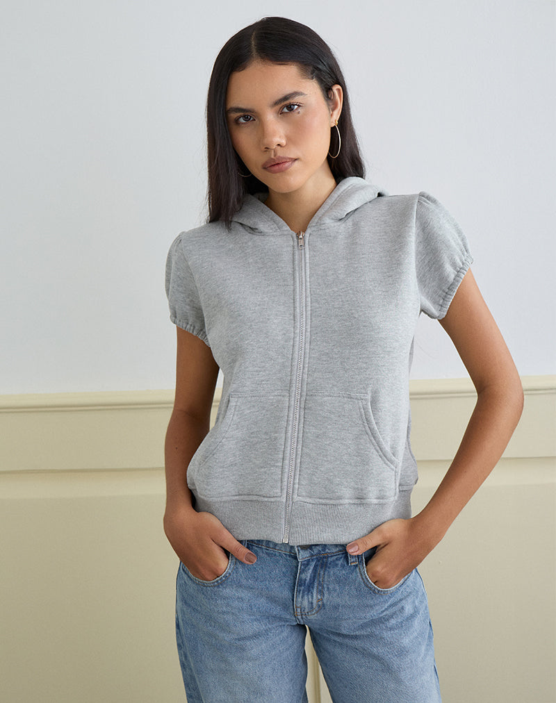 Imagen de Galia Sudadera de manga corta con cremallera en Grey Marl