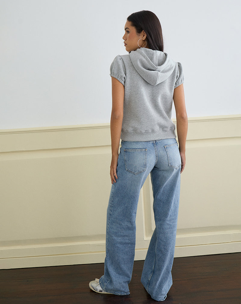 Imagen de Galia Sudadera de manga corta con cremallera en Grey Marl