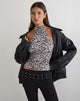Image of Galile High Neck Top in Jersey Blurry Leopard Grey