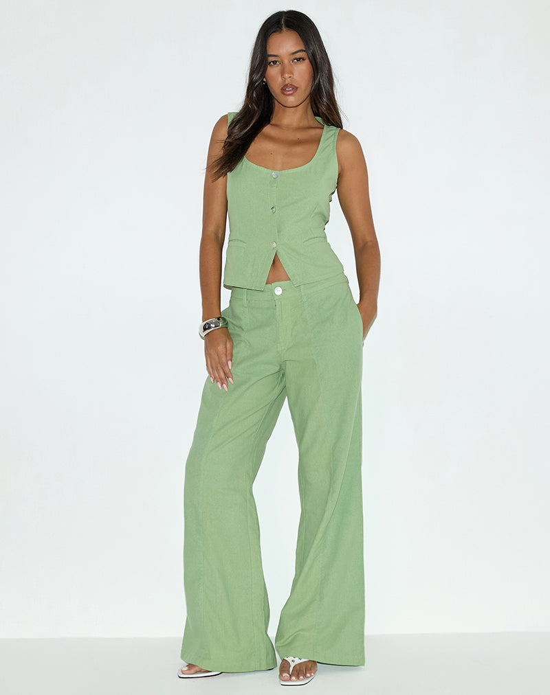 Pantalón Saucy de lino verde menta