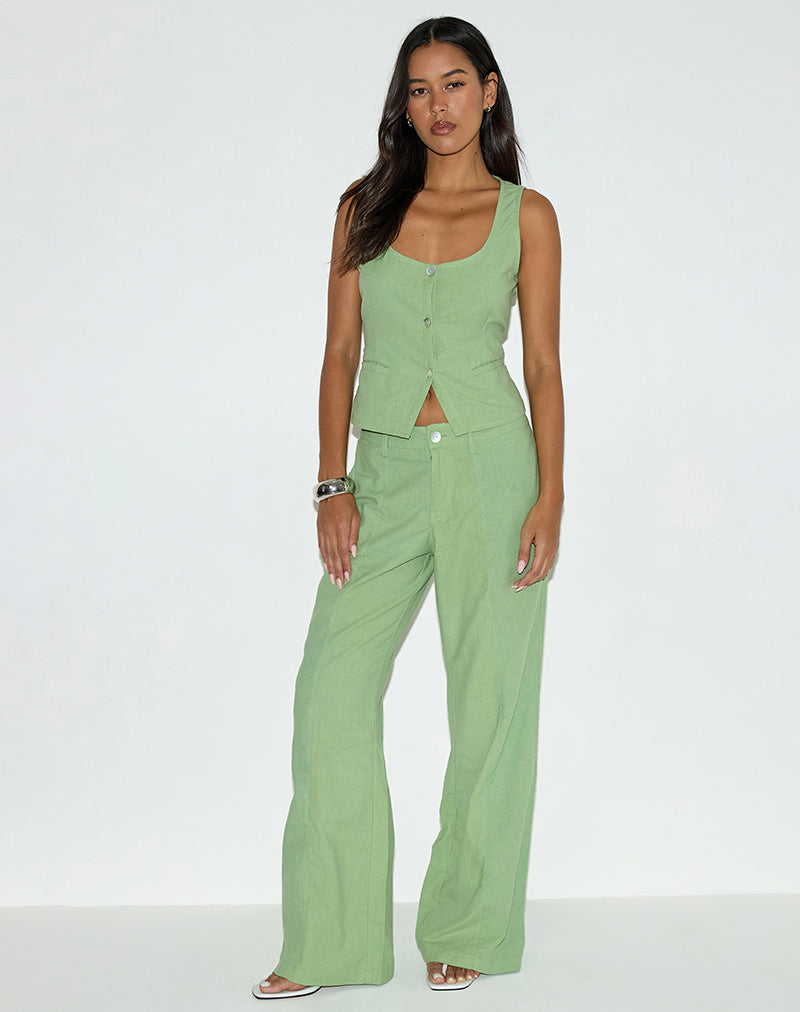 Imagen del pantalón Saucy de lino verde menta