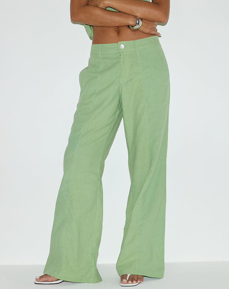 Pantalón Saucy de lino verde menta