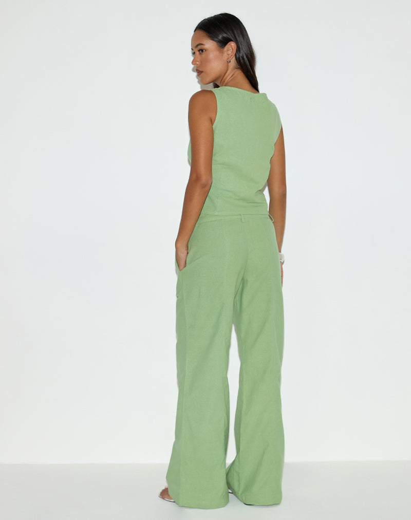 Imagen del pantalón Saucy de lino verde menta