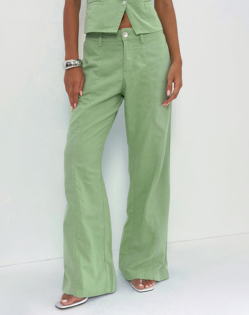 Imagen del pantalón Saucy de lino verde menta