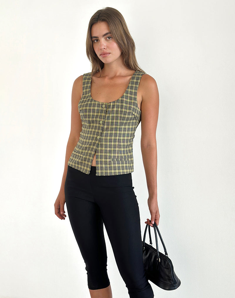 Imagen de Ganita Button Through Vest in Yellow Check