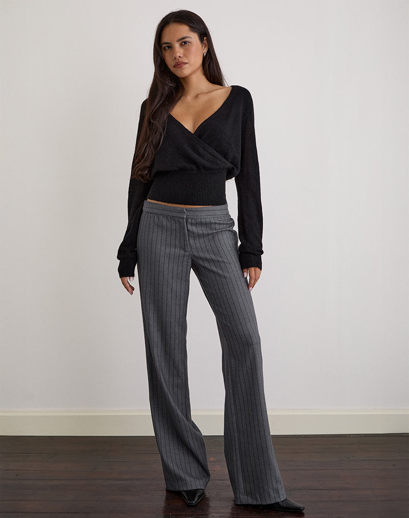 Imagen de Ganta Slim Trouser in Pinstripe Charcoal