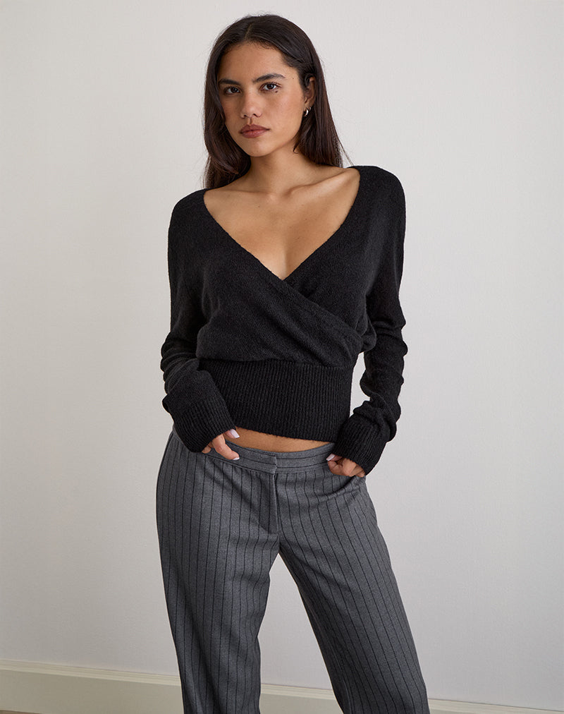 Imagen de Nilza Wrap Top de punto Negro