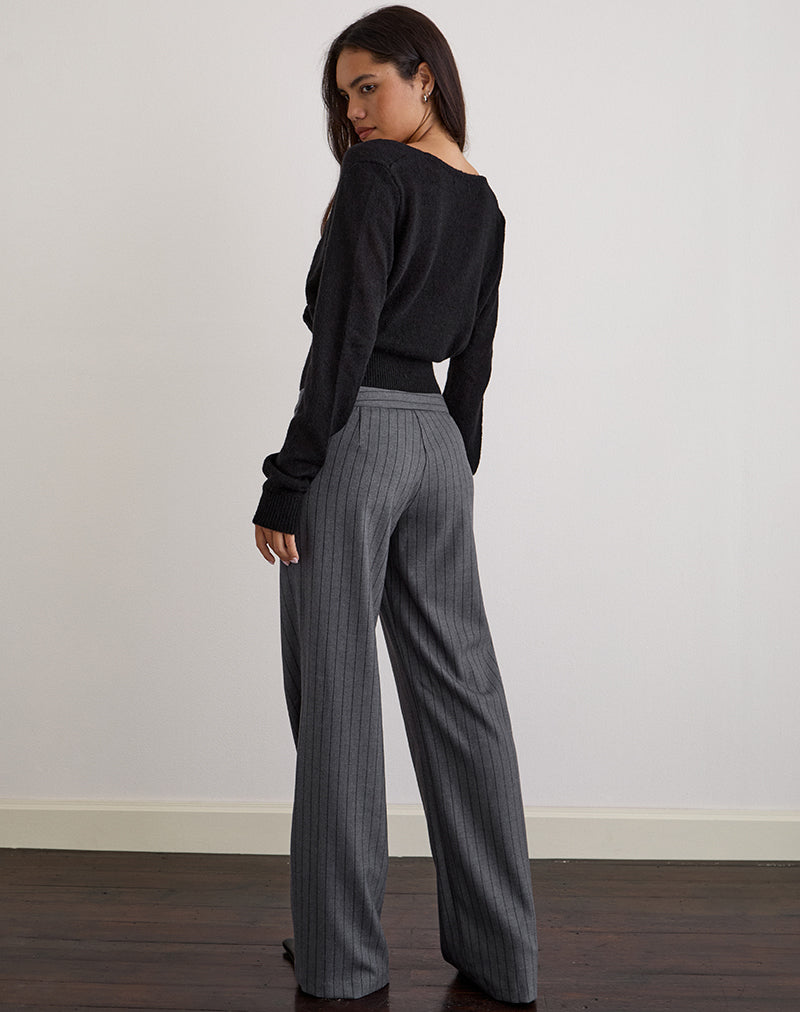 Imagen de Ganta Slim Trouser in Pinstripe Charcoal