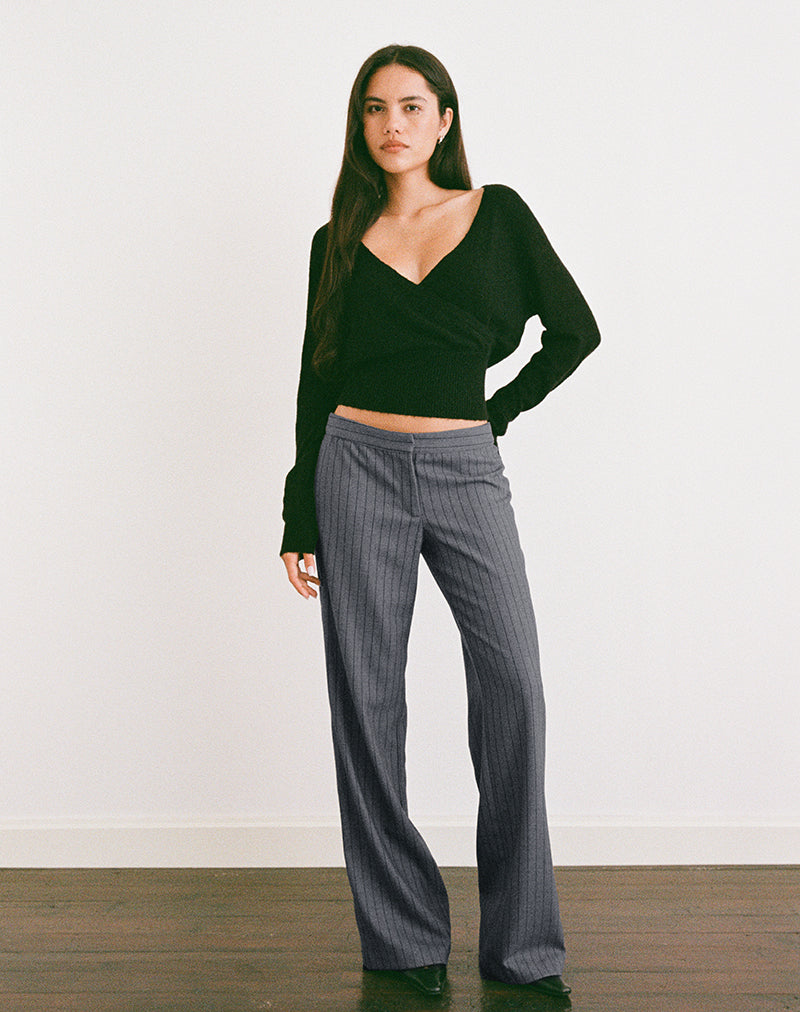 Imagen de Ganta Slim Trouser in Pinstripe Charcoal