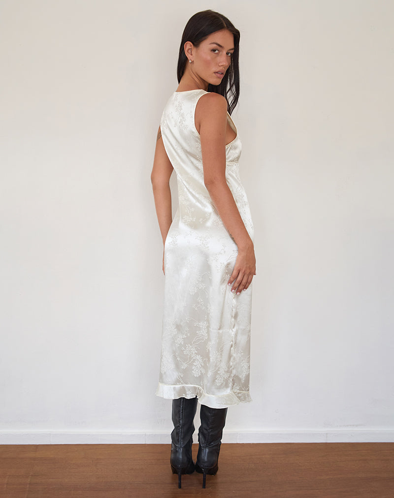Imagen de Gastari Midi Dress in Satin Jacquard White