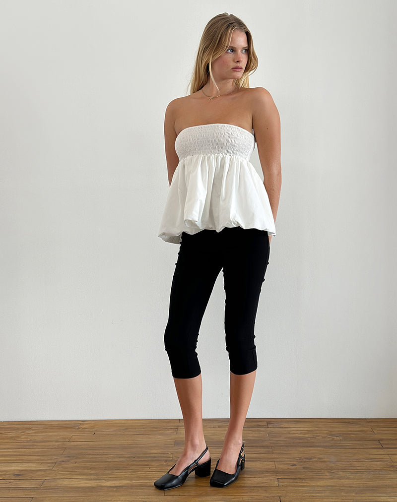 imagen de Gaux Puffball Shirred Top en popelina marfil