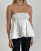 imagen de Gaux Puffball Shirred Top en popelina marfil