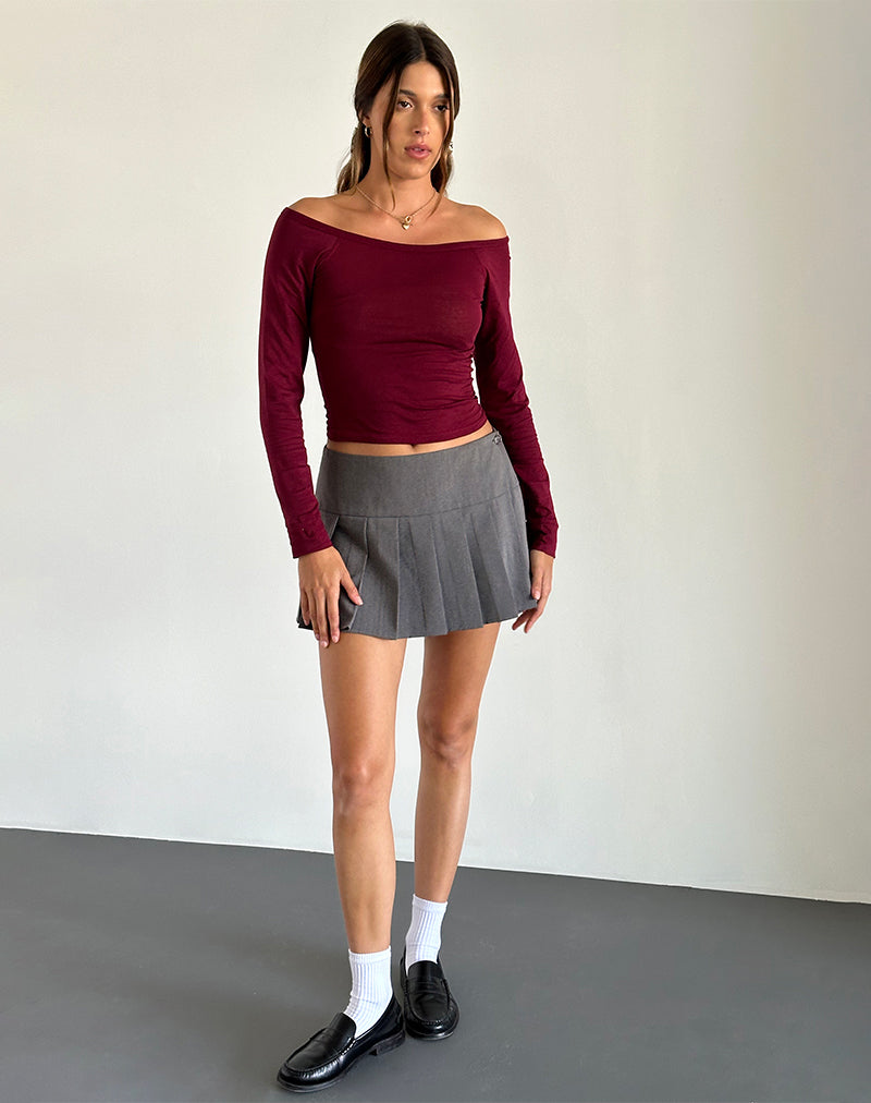 Gavya Top Bardot de Manga Larga en Borgoña