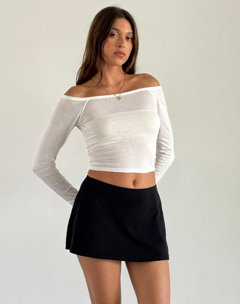 Gavya Top Bardot de Manga Larga en Blanco roto