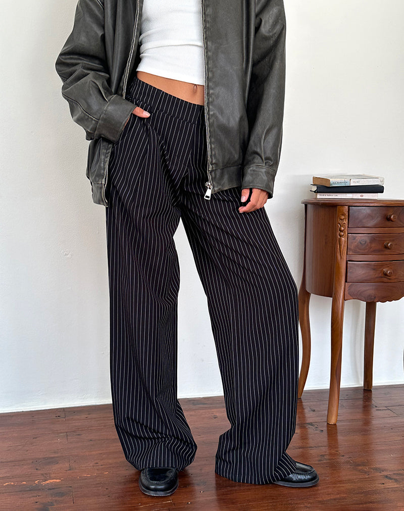 Pantalón Hondra de raya diplomática negro
