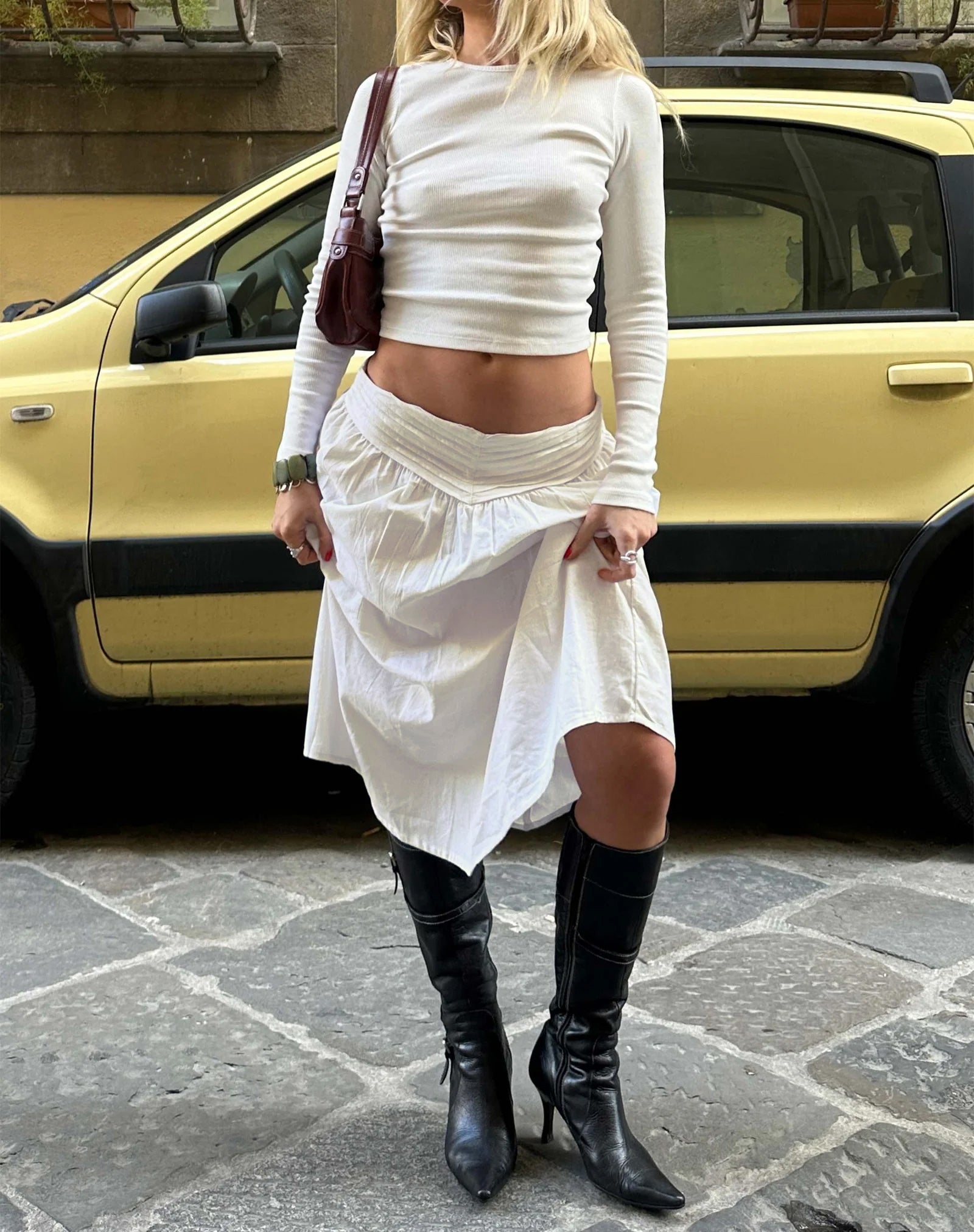 Imagen de la falda India Midi de popelina blanca