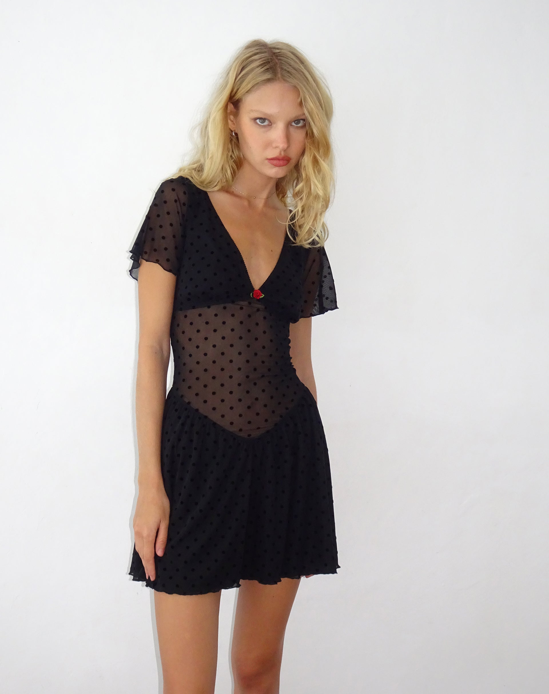 Imagen de Geni Minivestido de Polka Negro Flock