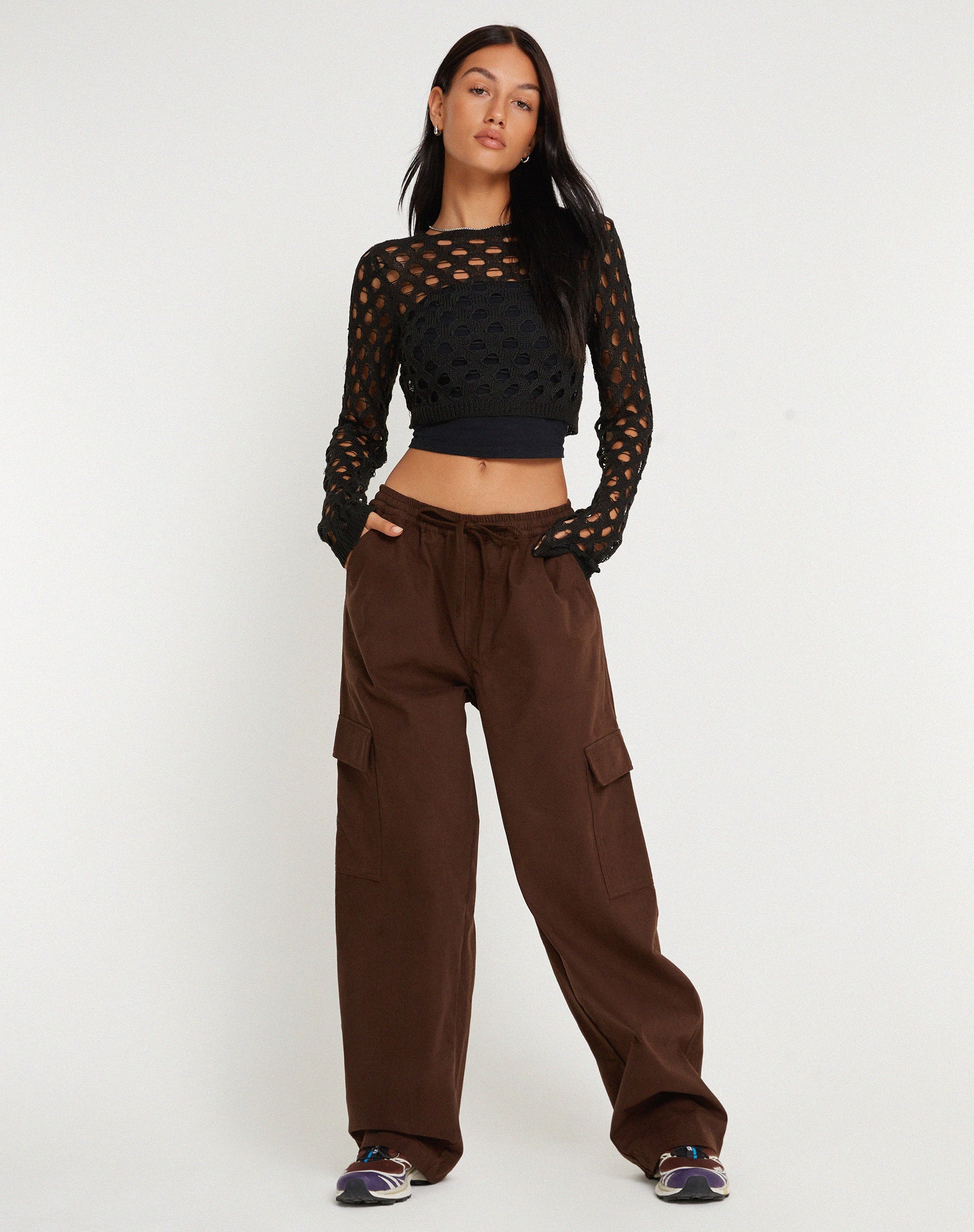 imagen de Geona Wide Leg Cargo Trouser en Marrón