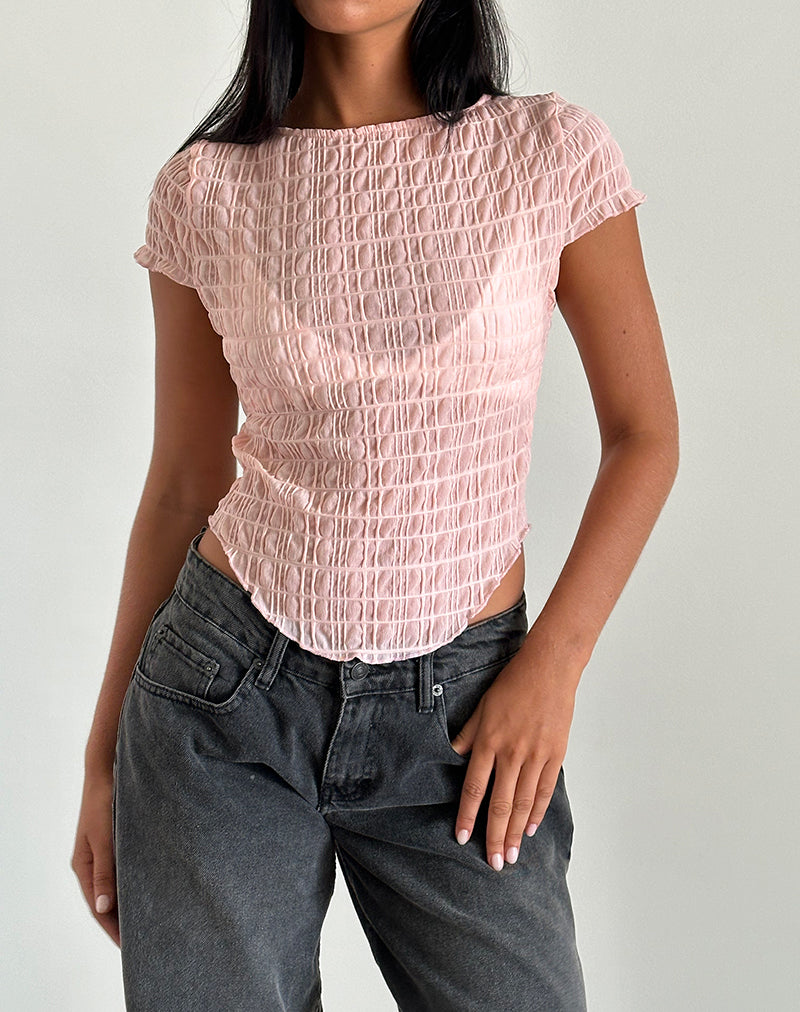 imagen de Georgia Textured Mesh Top en Blush Pink