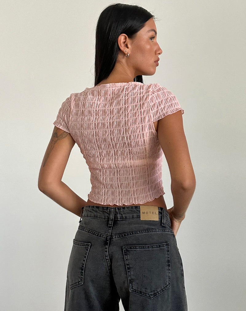 imagen de Georgia Textured Mesh Top en Blush Pink
