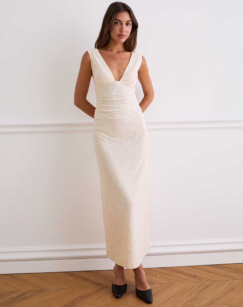 Imagen de Gerda Maxi Dress in Floral Flock Cream
